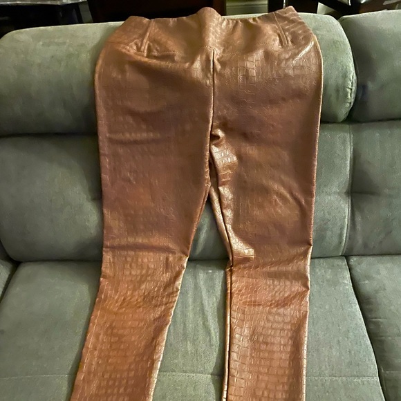 7 for all mankind snakeskin high waisted leather leggings - Picture 2 of 6